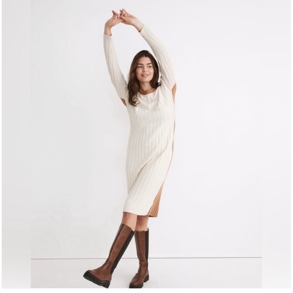 Madewell Re)sourced Ribbed Midi Seeater Dress Wool and Alpaca
